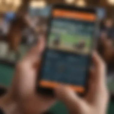 A close-up of a smartphone displaying real-time horse race analytics