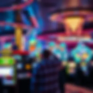 Vibrant Atmosphere of Las Vegas Casinos Modern Las Vegas casino floor bustling with activity and bright lights