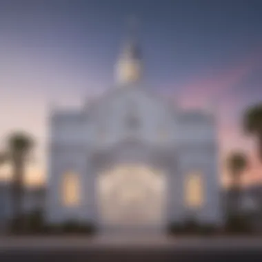 Exterior view of the Little White Wedding Chapel showcasing its iconic facade