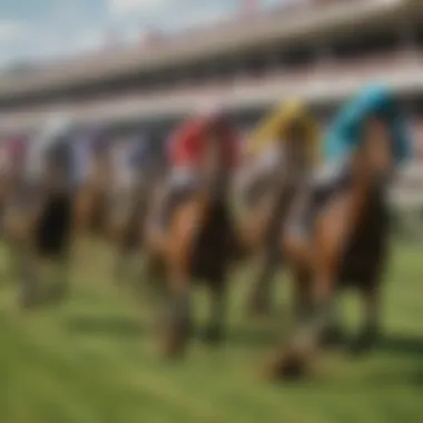 A group of enthusiastic fans cheering at a horse racing event.