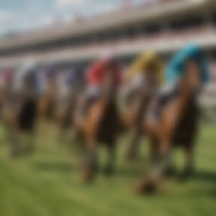 A group of enthusiastic fans cheering at a horse racing event.