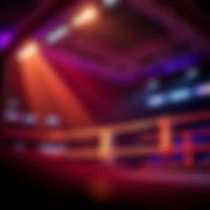 The Thrill of the Boxing Ring Boxing ring with vibrant colors and lights