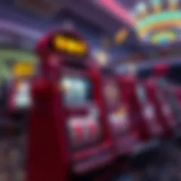 Vibrant illustration of slot machine with coins falling