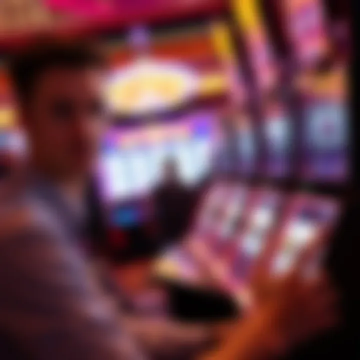 Player Engagement with Fast Fortune Slots An engaging close-up of a player intently focused on a fast fortune slot machine