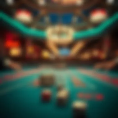 Close-up of dice being thrown across the table