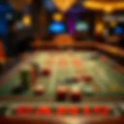 Craps table setup with colorful chips and dice