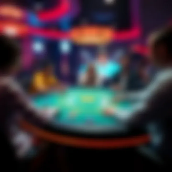 Virtual Omaha Poker Players Interaction Group of players engaged in virtual poker game