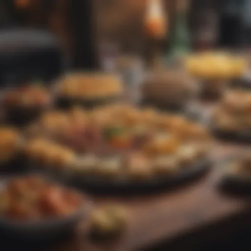 Variety of finger foods arranged on a stylish table