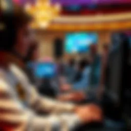 A competitive gaming tournament with players focused on their screens