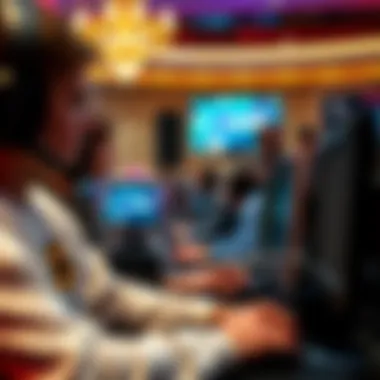 Competitive Gaming Tournament A competitive gaming tournament with players focused on their screens