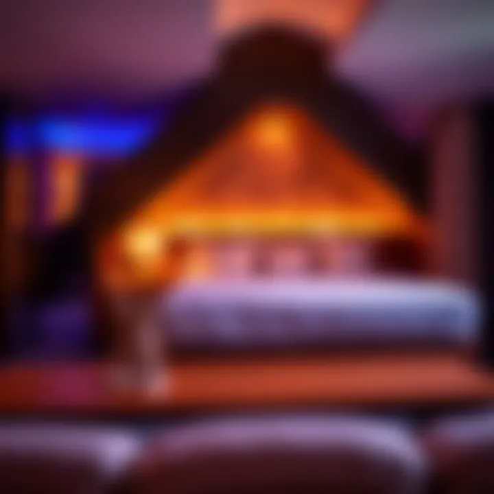 Amenity features of a pyramid room highlighting comfort