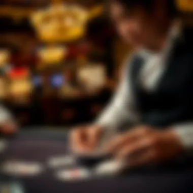 Close-up of a dealer dealing cards in a casino setting