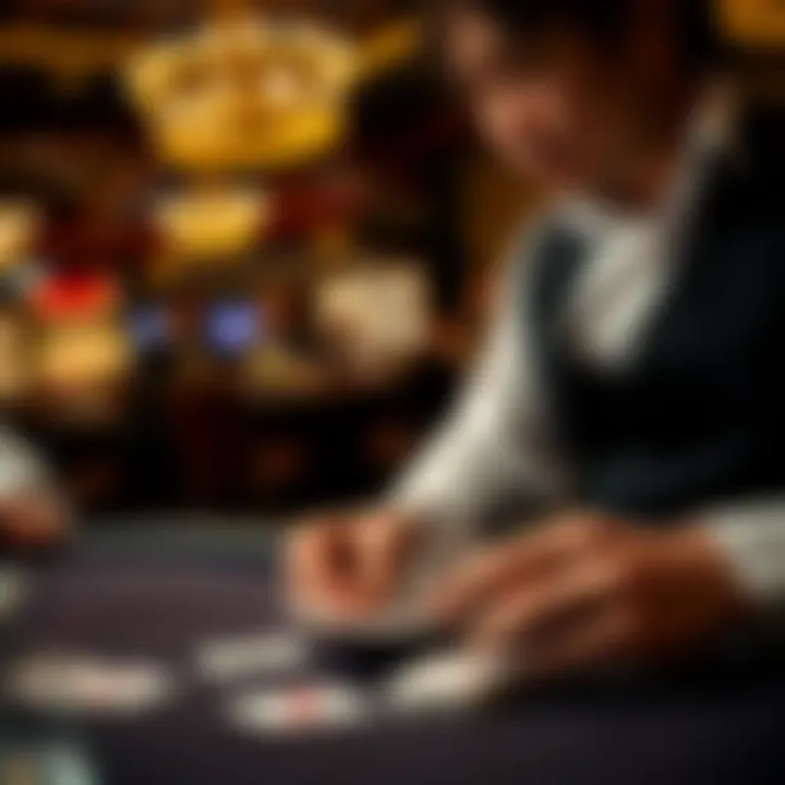 Close-up of a dealer dealing cards in a casino setting