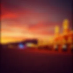 A vibrant scene of a sand casino at sunset, capturing the essence of luxury and relaxation.