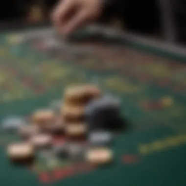 A close-up of roulette chips stacked strategically