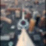 Aerial view of the Stratosphere Tower with the jump platform visible