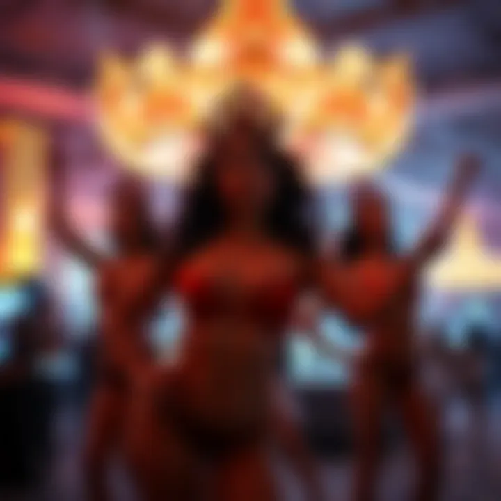 A captivating scene depicting the choreography of a Las Vegas showgirl performance