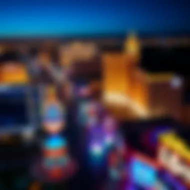 Aerial view of the Las Vegas Strip showcasing its vibrant nightlife and iconic hotels