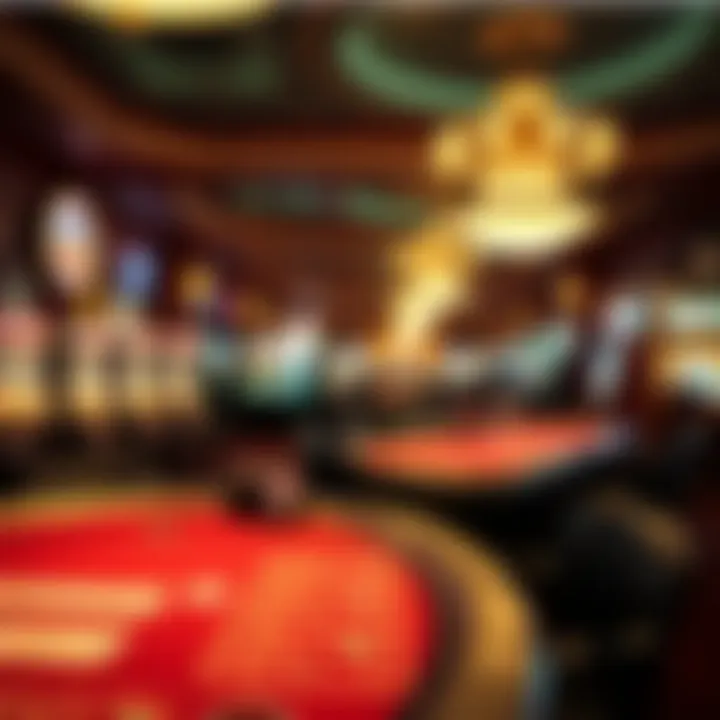 Interior of a classic casino showcasing vintage decor and gaming tables