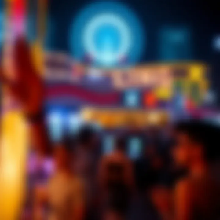 Vibrant nightlife scene surrounding The LINQ Casino with lively entertainment