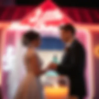 Emotional Vow Exchange at The Little Neon Chapel Couple exchanging vows inside The Little Neon Chapel