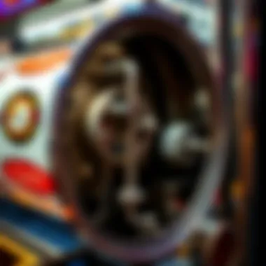 Close-up view of the internal mechanics of a slot machine.