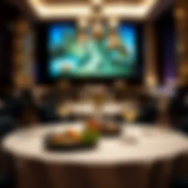 An elegant dining area within The Palms featuring gourmet culinary dishes