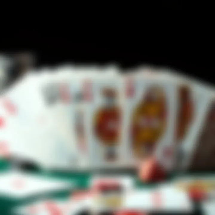 Artistic arrangement of playing cards showing historical designs