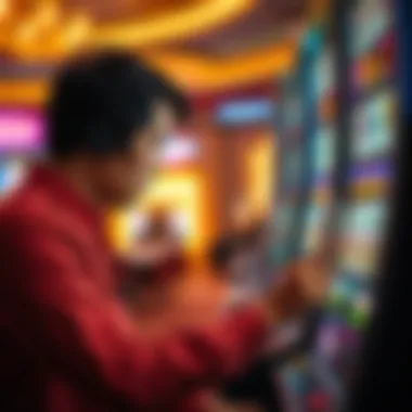 A strategic player analyzing slot machine odds.