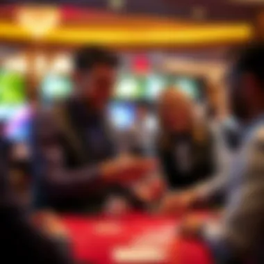 Dealer Interaction Dealer interacting with players in a friendly manner.