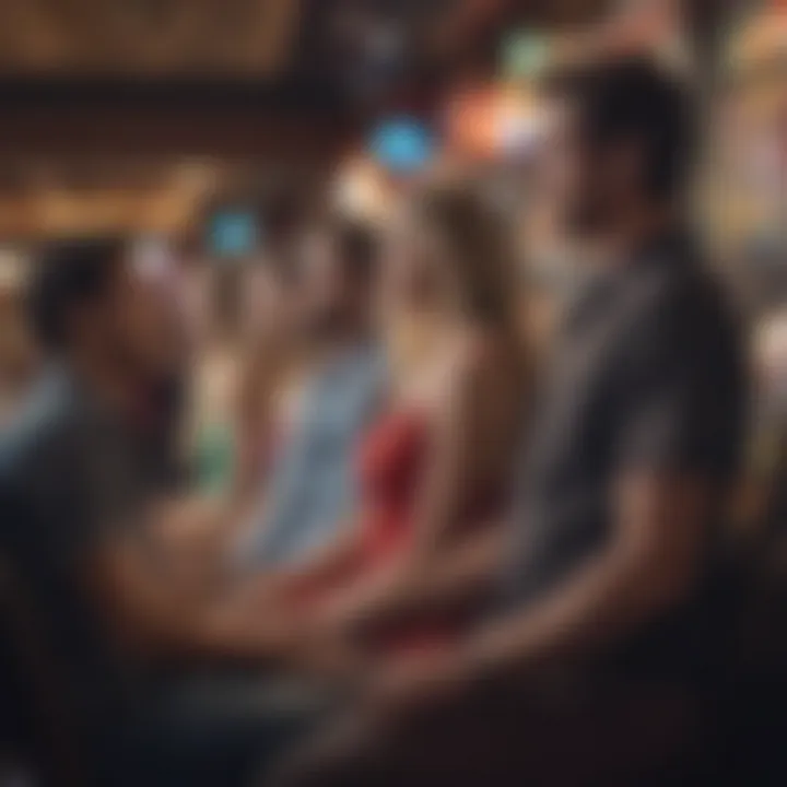 A group of friends enjoying a thrilling moment at a slot machine