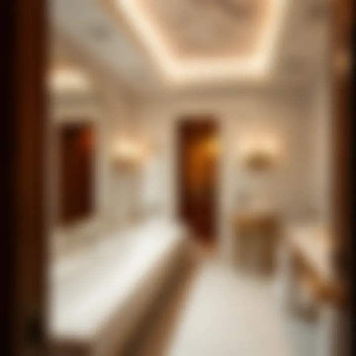 Elegance in Marble: A Look at Wynn's Lavish Bathrooms Luxurious marble bathroom with elegant fixtures